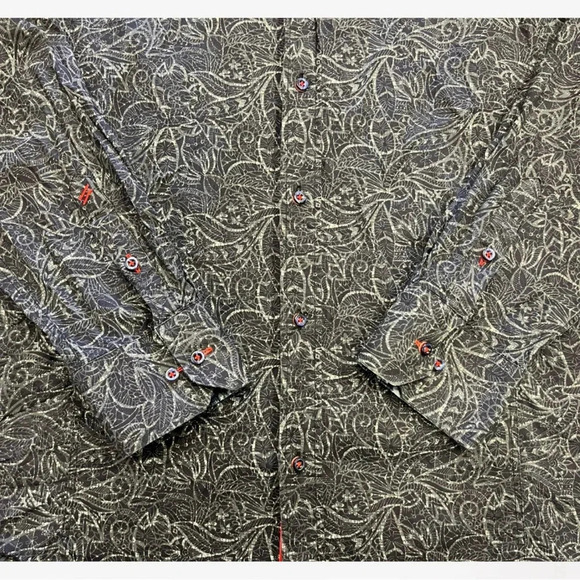 Daniel Hechter Blue Printed Long Sleeve Button Down Dress Shirts Size Large - Picture 10 of 10